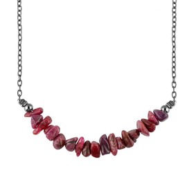 Natural Ruby Chips Bar Necklace, Energy Healing Crystals, Birthday, Gift for Her, Gemstone Jewelry 18 inch AA+ Quality, Valentine Day Gift (Ruby)