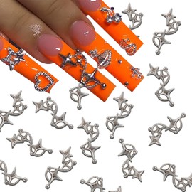 BAIYIYI Nail Charms, 20Pcs Star Nail Charms 3D Asterism Design Star Shape Alloy Charms Silver Nail Charms Nails Gems for Acrylic Nail Accessories DIY Jewelry Decoration