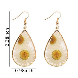 Gold Sunflower Earrings for Women Aesthetic Pressed Flower Drop Earrings for Women's Floral Pierced Dangle Earrings for Her Large Summer Beach Vacation Earrings for Woman Trendy Piercing Earrings