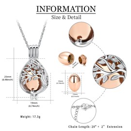 shajwo Tree of Life Urn Necklaces for Ashes for Women Men Teardrop Cremation Jewelry for Ashes Memorial Pendant,Rose Gold