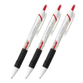 UNI - BALL JETSTREAM Extra Fine Point Retractableローラーボールペン、ラバーグリップタイプ0.5 MM赤インク値のセット3