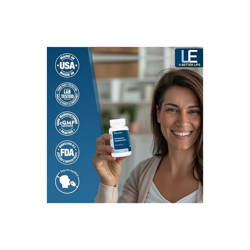 Life Enhancement High Potency 1020 mg Potassium Supplement for Muscle,