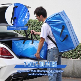 BAGAIL Heavy Duty Moving Bags with Strong Handle, Extra Large Moving Boxes, Storage Tote for Clothes, College Moving Supplies(Blue, Backpack, 10 Pack)