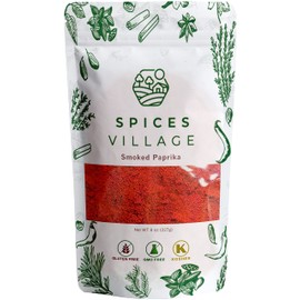 Spices Village Smoked Paprika Powder (8 oz), All Natural Ground Paprika Seasoning made from Dried Red Peppers, Flavorful Spice, Kosher, Gluten-Free, Non-GMO, Resealable Bulk Bag [Package may Vary]
