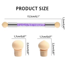 Ryaupy Doppelter Kopf Nail Art Rendering Pinsel, Werkzeuge Applikator， Sponge Brush für UV Gel und Falsche Nägel, Schwamm- undTupfpinsel für Nail art, Inkl 8 Ersatzköpfe
