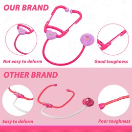 Liberry Doctor Kit for Toddlers Aged 2 3 4 5, Pretend Doctor Play Set for Kids with Cart, Costume and Stethoscope, Role Play Medical Toys for Girls Boys(Pink)