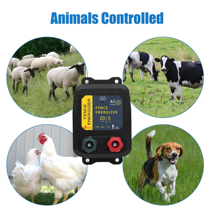 Electric Fence Charger, 5 Mile Electric Fence Energizer,Electric Fence for