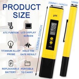 JONMON PH Meter Digital Water Tester - PH Water Hydroponics 0.01 High Accuracy Testing Pen with 2 Calibration Packets for Drinking Water, Fish Tank, Hot Tub, 0-14 PH Measurement Range