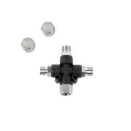 3 Way Airbrush Air Hose Splitter Manifold with 1/8" BSP Fittings - 3 Male Outlets & 1 Female Inlet