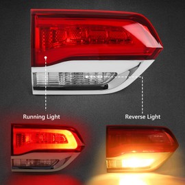 Huray Left Inner Taillight Fit for Jeep Grand Cherokee 2014-2021 Laredo/Limited/Overland/Summit Driver Side Tail Light Lamp Assembly Replacement for 68110047AB CH2802105