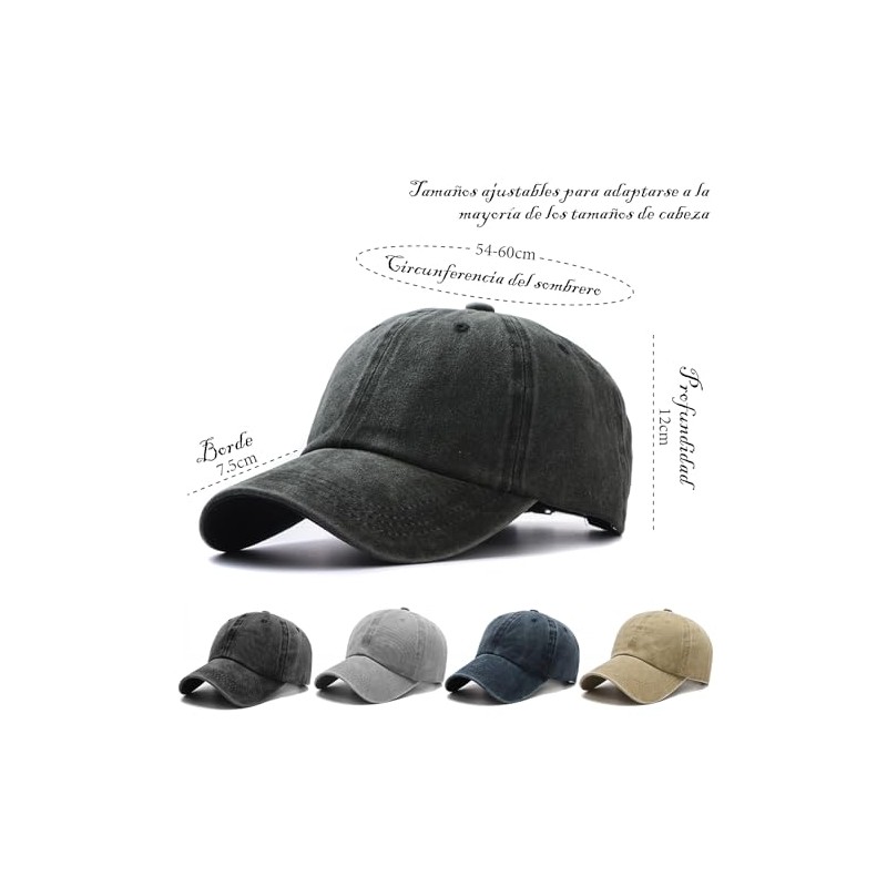 4pcs Gorras para Hombre y Mujer,100% Algodón Ajustable,Gorras Ajustables,Gorra Retro