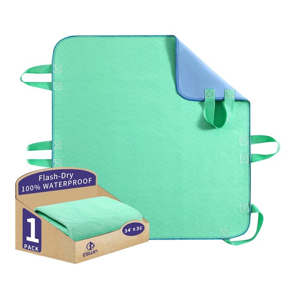 Positioning Bed Pad with Handles 34x36 Quick-Drying, 6-Handle Incontinence Bed
