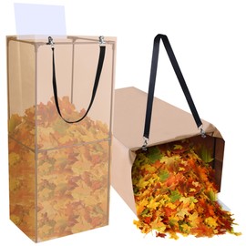 Lawn and Leaf Bag Chute Paper Leaf Bag Holder, Reusable Yard Waste Bag Holder Stand with Chute and Handle, 30 Gal Brown Paper Lawn Trash Bag Funnel for Easy Sweeping and Collecting Yard Debris Leaves