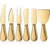 Stainless Steel Cheese Knives Set, Cheese Tools with Cheese Slicer and Cheese Cutters for Kitchen (Gold,6 Pieces)