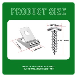 Sptchapn Fence Wire Clamps Agricultural Fencing Mounting Clips, Stainless Steel Wire Clips with Screws Vinyl Fence Clips for Christmas Tree Wire Clamps Welded Wire to Wood, Metal or Vinyl Fence(50)