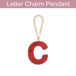 MECCANIXITY Bling Car Letter Charm, Initial C Letter Interior Car Rear View Mirror Decoration Hanging Crystal Ornaments for Women Bags Water Cup DIY Craft, Red