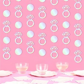 4PCS Colorful Engagement Ring Garland Set，Bachelorette Ring Garlands-for Bachelorette Decor,Engaged Decorations DIY Surprise Parties.