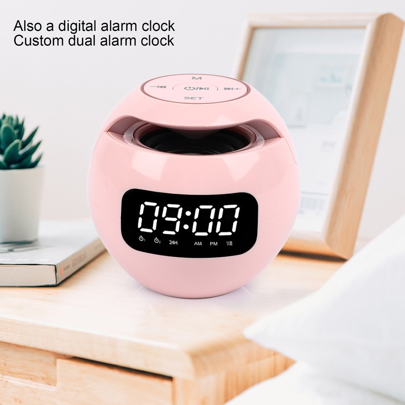 Bluetooth Clock Speaker Round Small Support Memory Card Wireless Alarm