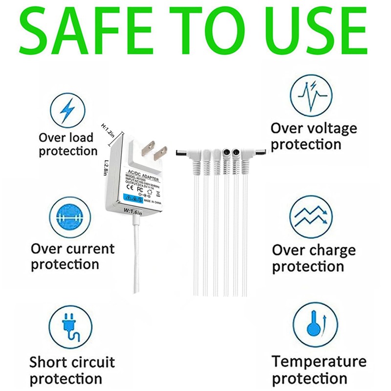 HUZUM 4.5V Power Adapter with 6 Output Jacks Compatible with