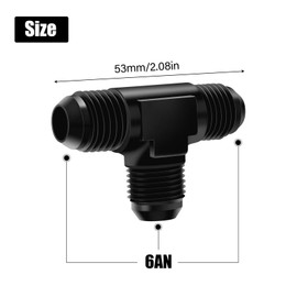 TRUCKMETER T Union 6AN Male Tee Flare Fitting Adapter, Black Hard Aluminum Anodized Connector, Automotive Accessories Suitable for Vehicle Fuel Oil Line Modification
