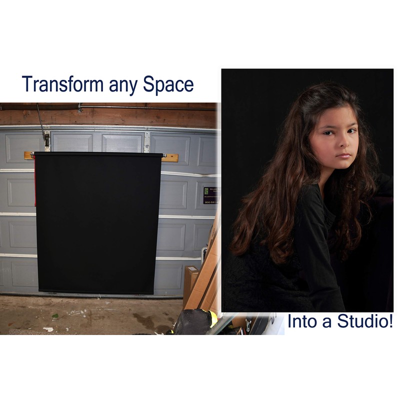 Black 2.5' x 5' Rollup Backdrop System – Spring-Powered, Wall,