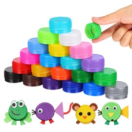 Healifty 100pcs Plastic Bottle Caps Colorful Bottle Protection Lids for Kids Kindergarten DIY Craft Projects Scrapbooks