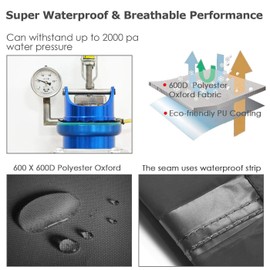 17 - 19 ft Waterproof Boat Cover - Heavy Duty 600D Polyester Oxford All Weather Protection Bass Runabout Boat Cover, Durable and Trailerable, Fit for Fishing Boat V-Hull TRI-Hull | Black