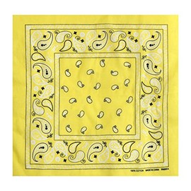 L&M® 12Pcs Bandanas 100% Cotton Paisley Print Head Wrap Scarf Wristband (Yellow)