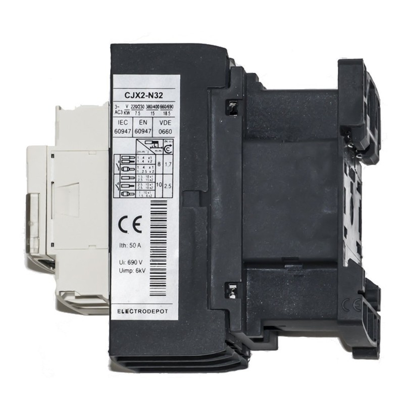 Electrodepot 30AMP Contactor 32A AC3, 50A AC1, Coil 120VAC, 3