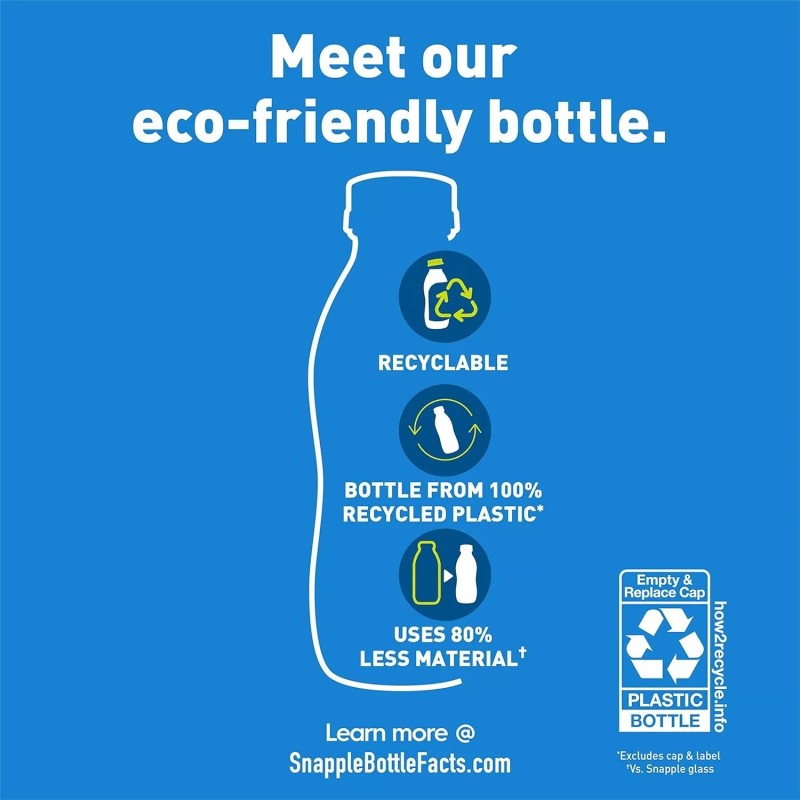 Snapple Kiwi Strawberry Juice , 16 Fl Oz Recycled Plastic