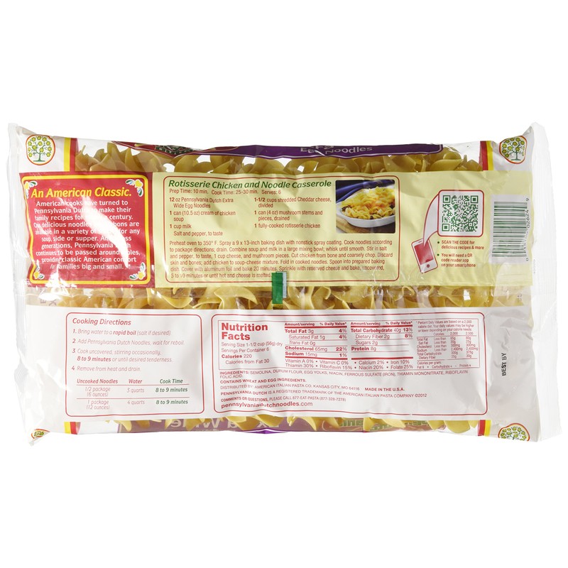 Pennsylvania Dutch Extra Broad Egg Noodles 12 Oz- 2 bags