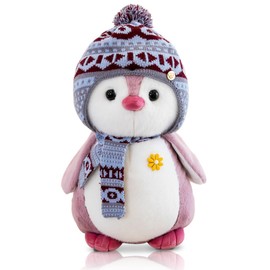 Wishstar Cuddly Toy Penguin Plush Toy, Stuffed Toy Cuddly Toy for Cuddling & Playing, Squishmallow Penguin Gift, Pudgy Penguins Plush for Children (Pink 20 cm)