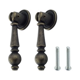 MOOTVGOO 2 Pack Vintage Cabinet Pulls Knobs, Decorative Antique Bronze Pendant Pulls Handles with Mounting Screws for Cabinet Drawer Closet Dresser Cupboard Wardrobe Furniture, 58x20MM/2.28"x0.79"