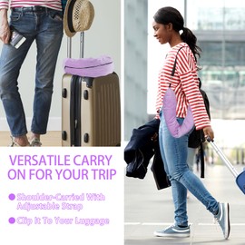 HANGSU Airplane Neck Pillow, Fillable with Clothes for Travel, Comfortable Soft Washable Pillow Case for Travel, Camping, Office and Home (Blue)