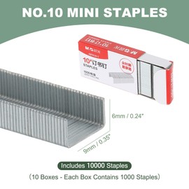 M&G NO.10 Staples for Stapler, 10000pcs(1000pcs Per Box) Mini Staples for Stapler #10 Smooth Stapling for Home Office Supplies, Silver