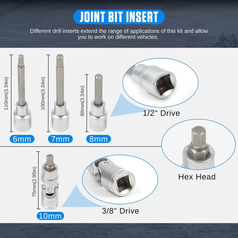 Brake Tools 15PC Drum & Disc Brake Tool Kit Labor-saving