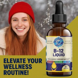 WHOLE WORLD WELLNESS Vitamin B-12 Complex Liquid Drops, Supplement. USA Made.