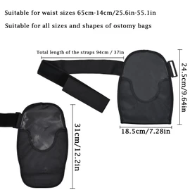 Ostomy Bag Cover, Waterproof Colostomy Bag Cover, Ostomy Support Pouch Cover with Adjustable Belt Hoop Hook, Washable Stoma Urostomy Ileostomy Bag for Men Women