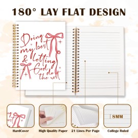 Qabliqo Coquette Christian Spiral Notebooks, Preppy Bow Bible Journals for Writing, Religious Journal for Women, Doing My Best Letting God Do the Rest Bile Notebook for Note Taking, 5.5x8.3 Inch