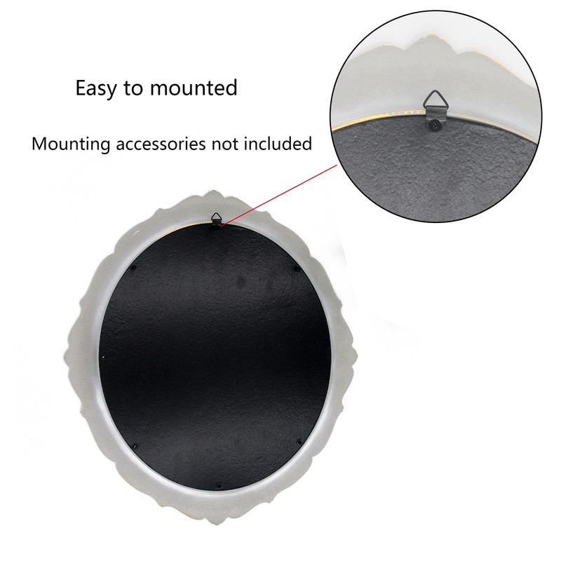 YCHMIR Dekorativer Spiegel, Vintage-Spiegel, 37,6 x 33,3 cm, oval, Rosa