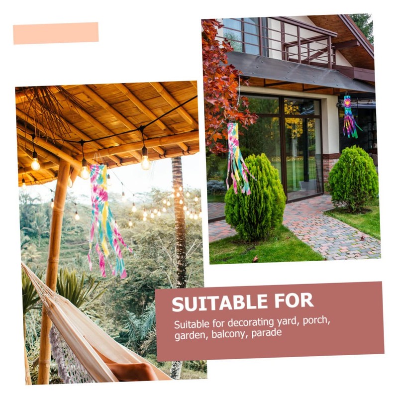 Mipcase 4Pcs Tie Dye Windsock Flags Durable Outdoor Hanging Decor