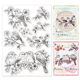PH PandaHall Birds on The Branches Clear Stamps for Card Making, Clear Silicone Stamp Animal Craft Seal Stamp Bird Rubber Stamp for DIY Scrapbooking Album Journal Notebook Decor Handmade Crafts