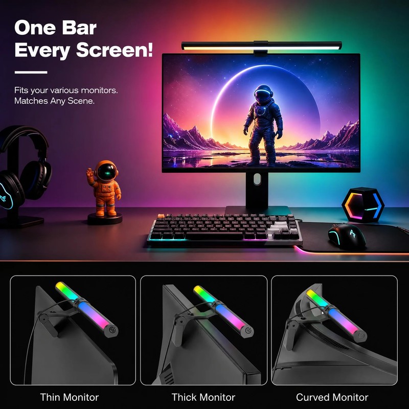 Kitmose RGB Monitor Light Bar Dual USB Reading Screen Lamp
