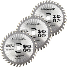 Pack of 3 HM Saw Blades Diameter 85 x 15 mm 36 Teeth Circular Saw Blade Circular Saw Hand Circular Saw for Wood Plastic Compatible with Bosch GKS 10.8-12 V LI