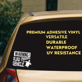 Warning Slow Moving Vehicle Car Vinyl Decal - Cute and Safety Sign Window Decal - Easy to Apply and Highly Visible - Adult car Vinyl Decal (Reflective White)