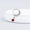 Red Glitter Heart Charm Ring, Sterling Silver Band, Smooth or