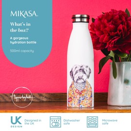 MIKASA Tipperleyhill Double-Walled Stainless Steel Bottle, 500 ml Vacuum Insulated Drinks Bottle Keeps Drinks Cold and Hot, BPA-Free Stainless Steel Bottle with Cockatoo Print