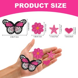 87 Pcs Iron On Patches for Clothes, Assorted Styles Sew On Embroidery Patches, Small Flower Heart Butterfly Star Iron On Patches for Jeans Hats Jackets DIY (Style A)