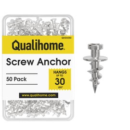 Double-Headed Wall Screw Anchors Picture Hooks - Heavy Duty Bear Claw Hanger Screws Holds Upto 30 Lbs. - Drywall Screw/Anchor for D-Rings/Wire/Keyholes - Hang Pictures/Mirrors and More (50 Pack)