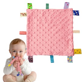 Taggy Blanket, Baby Taggy Comforter, Taggy Blanket, Baby Comforter, Toy Taggies for Babies, Newborn Boys (Pink)